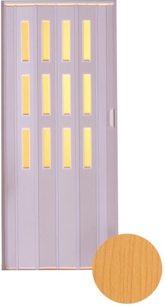 Kit LUCIANA 73x200 cm - buk světlý, 3 řady skel Rozměr Luciana prosklené: 119,5 - 135 cm: + 4 lamely + 1 vodící lišta