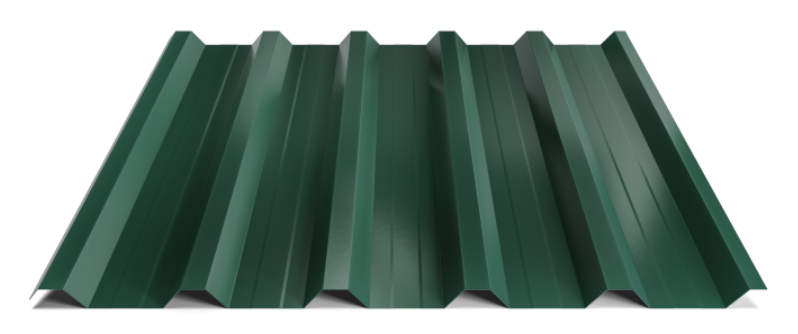 Trapézový plech Hornval T35 MAX s prelisom, Super 25 Polyester Gloss 0,5 mm RAL 6005