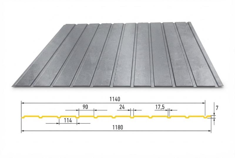 Trapézový plech Hornval E7 Elevácia Aluzinek 0,5 mm