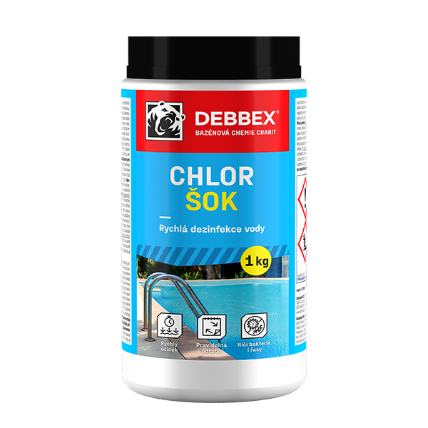 Chlor šok - rychlá dezinfekce vody 1 kg dóza namodralá
