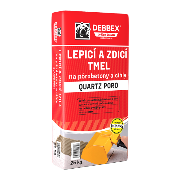 Lepicí a zdicí tmel na pórobetony a cihly QUARTZ PORO 25 kg pytel šedá