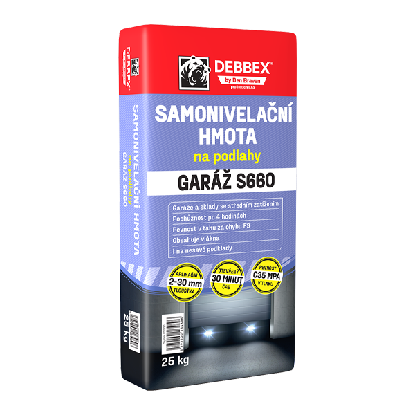 Samonivelační hmota na podlahy GARÁŽ S660 25 kg pytel šedá