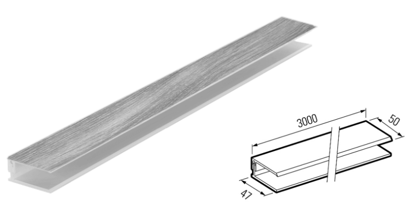 Ukončovací U profil 2-dielny KERRAFRONT WE FS-252 Concrete Oak