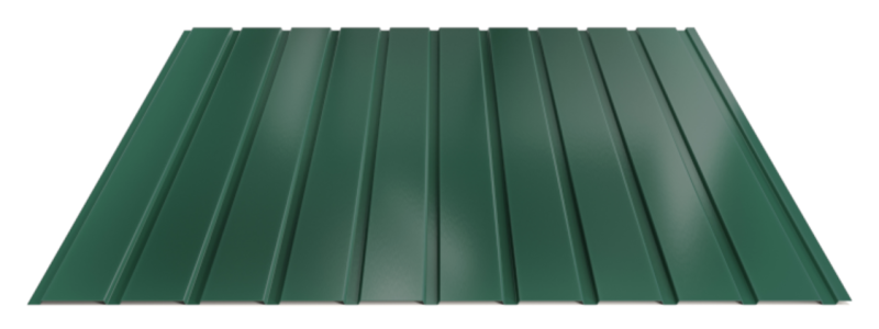 Trapézový plech Hornval E7 Elevácia Super 25 Polyester Gloss 0,5 mm RAL 6005